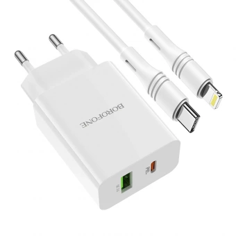 BOROFONE BA56A 1USB/1Type-C 3A белый фото в  интернет магазине liniyatoka.ru